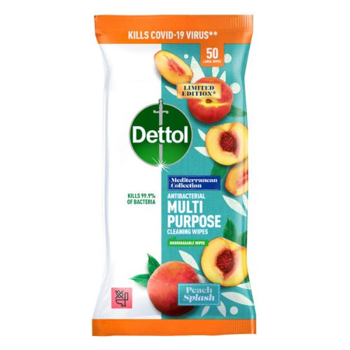 Dettol Anti-Bacterial Multi Purpose Wipes 50pk Peach Splash Cleaning Wipes Dettol   