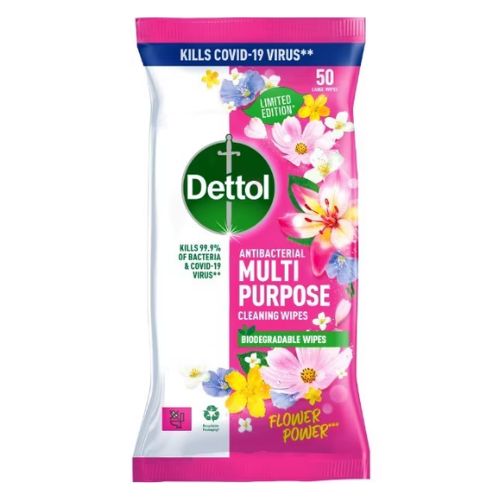 Dettol Antibacterial Multipurpose Biodegradable Flower Power Cleaning Wipes 50's Cleaning Wipes Dettol   