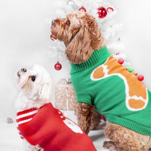 Smart Choice Santa & Gingerbread Man Pet Jumper M/L Christmas Gifts for Pets Fabfinds   