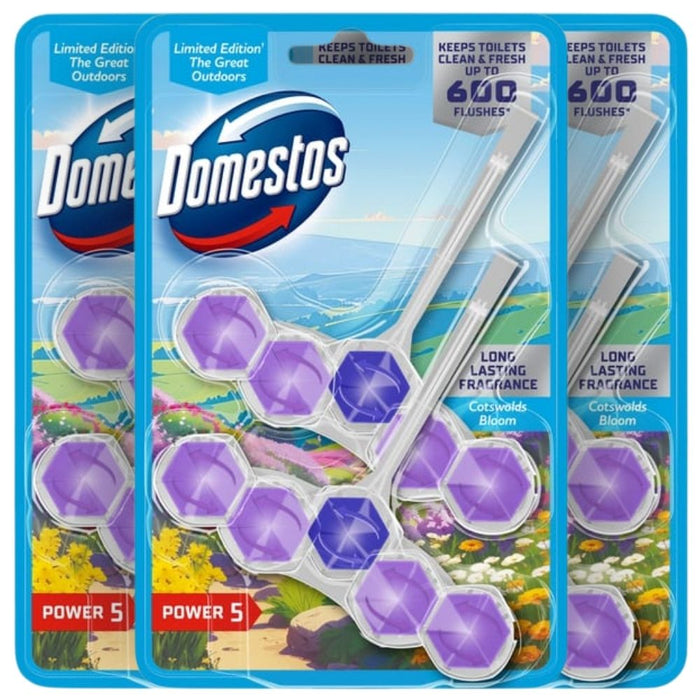 Domestos Power 5 Toilet Freshener Rim Block Cleaner Cotswolds Bloom 2x50g Toilet Cleaners Domestos 3 Pack