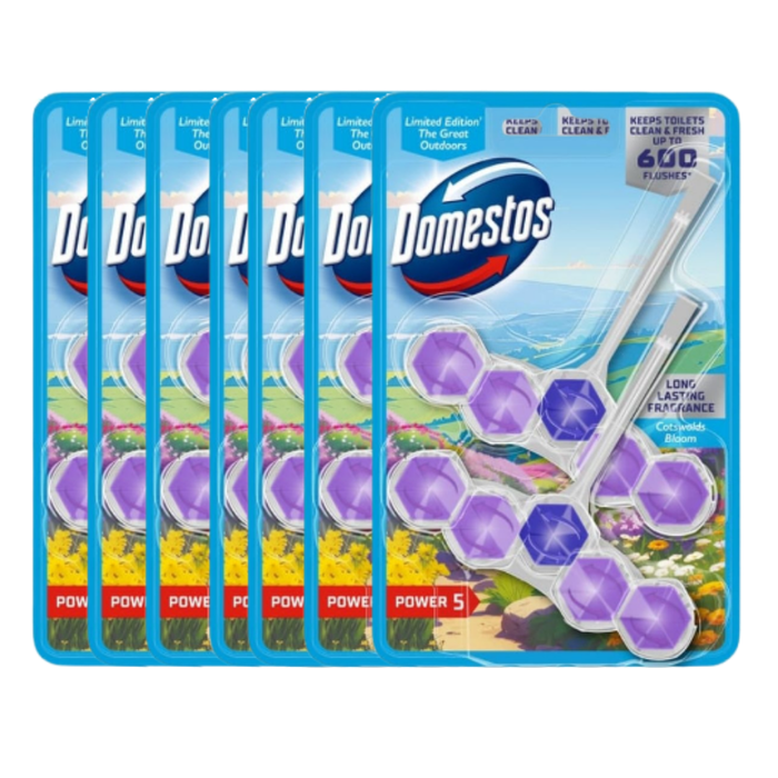 Domestos Power 5 Toilet Freshener Rim Block Cleaner Cotswolds Bloom 2x50g