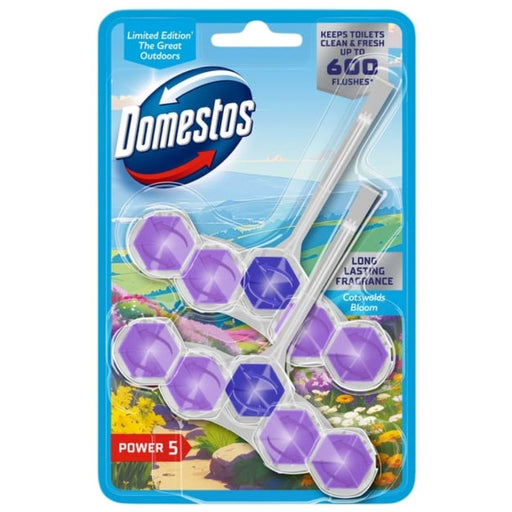 Domestos Power 5 Toilet Freshener Rim Block Cleaner Cotswolds Bloom 2x50g Toilet Cleaners Domestos 1 Pack