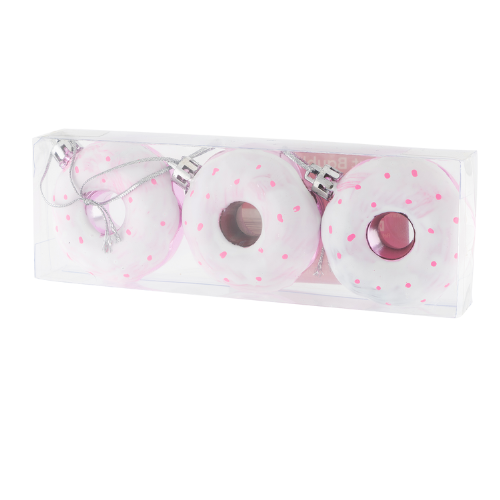 3 Pack Donut Christmas Decorative Ornaments Baubles 5cm Christmas Decorations FabFinds