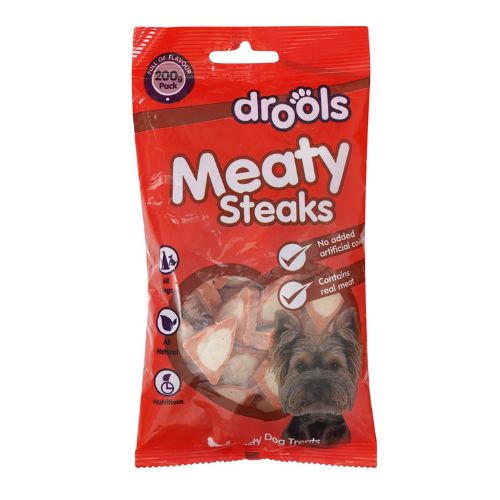 Drools Meaty Steaks Dog Treats 200g Dog Food & Treats Drools   