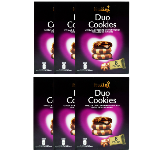 Nutini Duo Cookies Vanilla & Chocolate with Creamy Filling 8 x 30g Biscuits & Cereal Bars Nutini Pack of 6