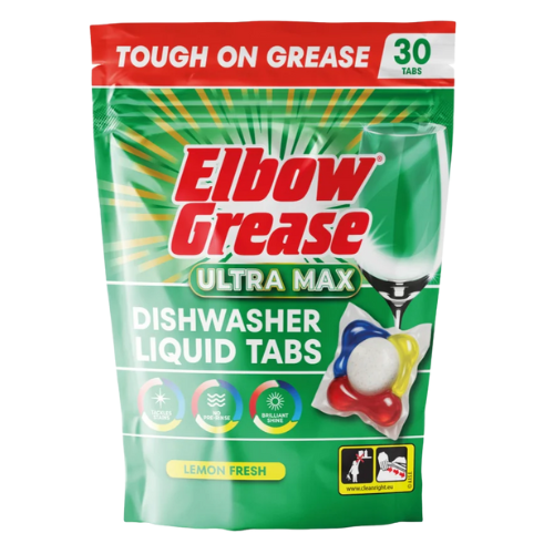 Elbow Grease Ultra Max Dishwasher Liquid Tabs Lemon Fresh 30 Pack Dishwasher Tablets & Rinse Aids Elbow Grease