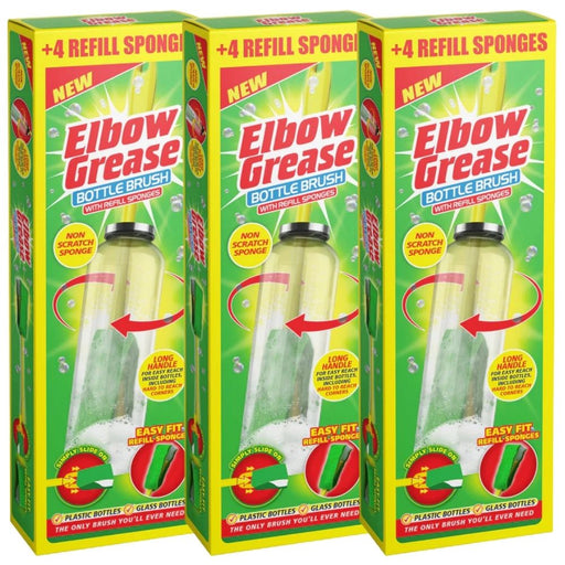 Elbow Grease Bottle Brush + 4 Refills 1pk Cloths, Sponges & Scourers Elbow Grease 3 Pack