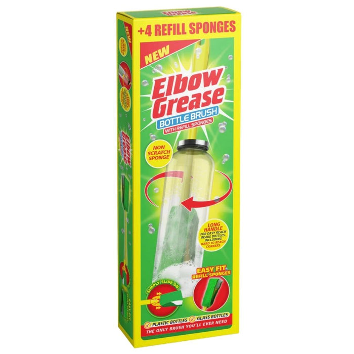 Elbow Grease Bottle Brush + 4 Refills 1pk Cloths, Sponges & Scourers Elbow Grease 1 Pack