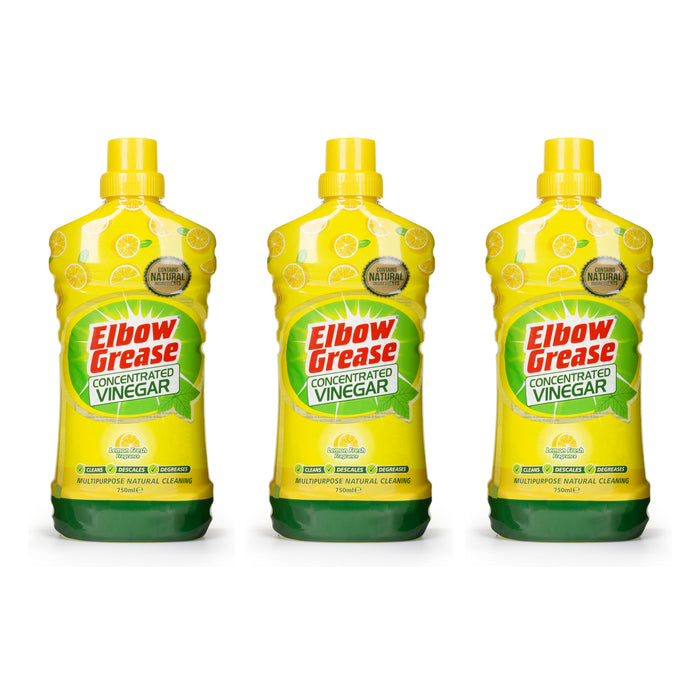 Elbow Grease Concentrated Cleaning Vinegar Lemon Fresh 750ml Assorted Packs Multi purpose Cleaners Elbow Grease Pack of 3