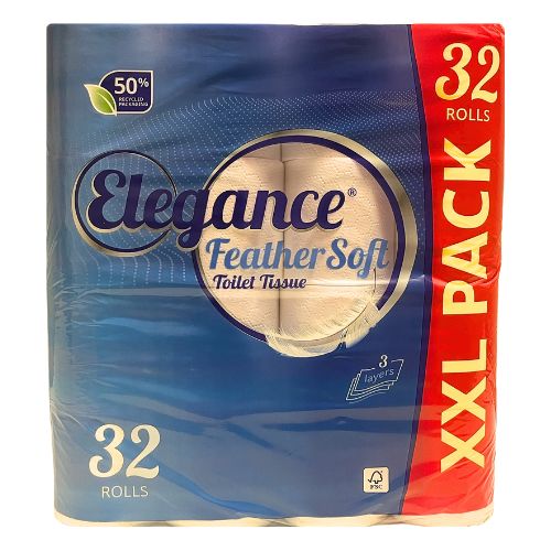 Elegance Feather Soft Toilet Roll 3 Ply 32 Pack Toilet Roll & Wipes elegance   