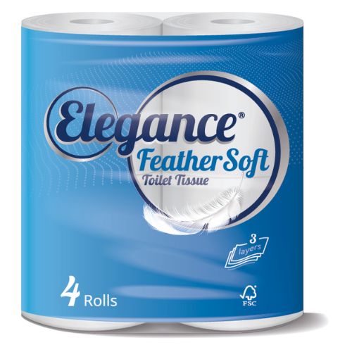 Elegance Feather Soft Toilet Roll 3 ply 4 Pack Toilet Roll & Wipes elegance   