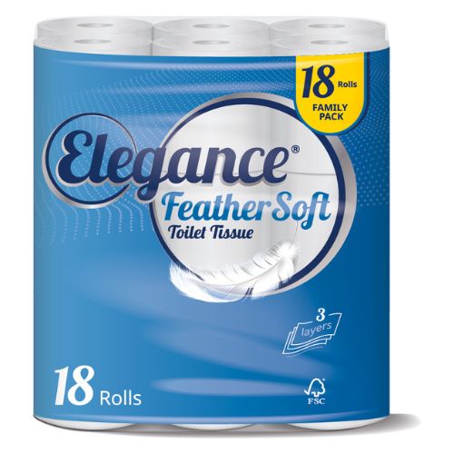 Elegance Feather Soft Toilet Roll 3 Ply 18 Pack Toilet Roll & Wipes elegance   