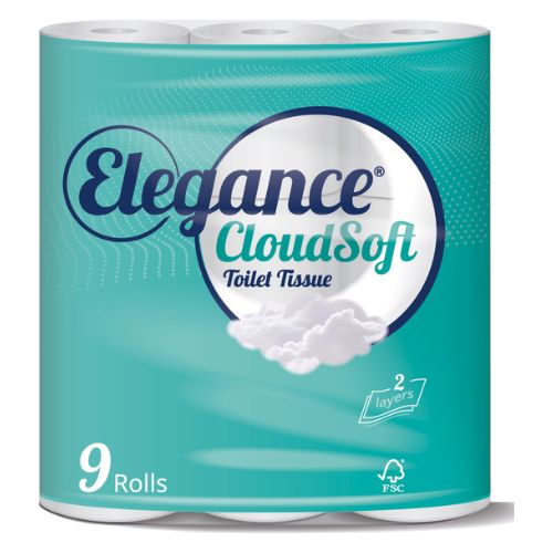Elegance Cloud Soft Toilet Roll 2 Ply 9 Pack Toilet Roll & Wipes elegance   
