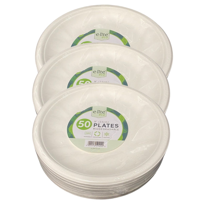Elite 9" Round Bagasse Plates 50pk