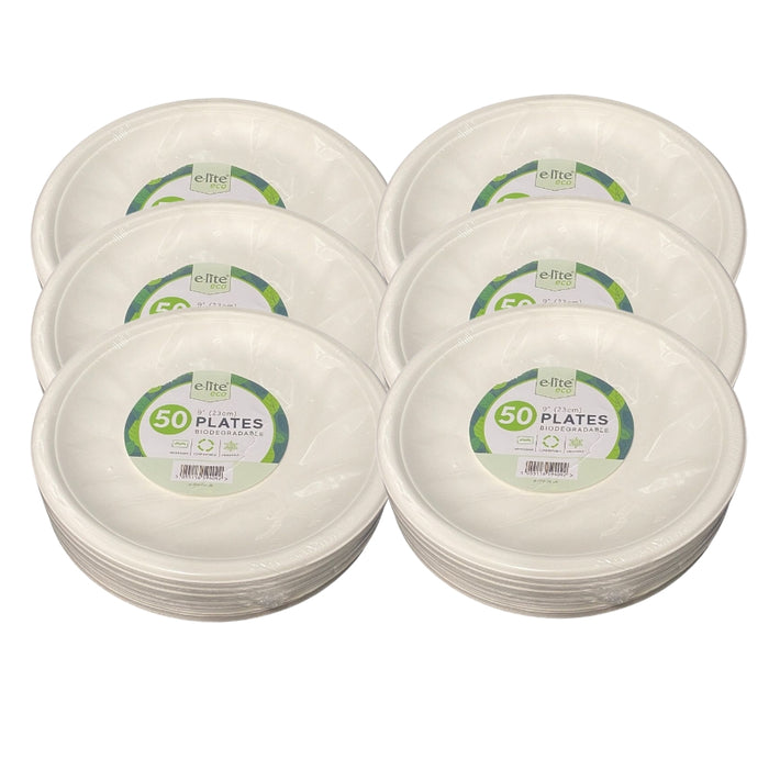 Elite 9" Round Bagasse Plates 50pk