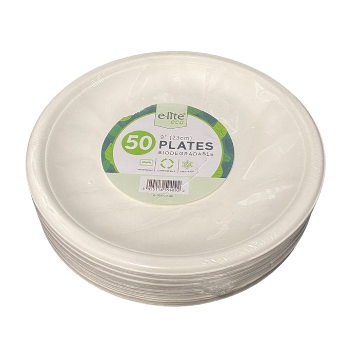 Elite 9" Round Bagasse Plates 50pk