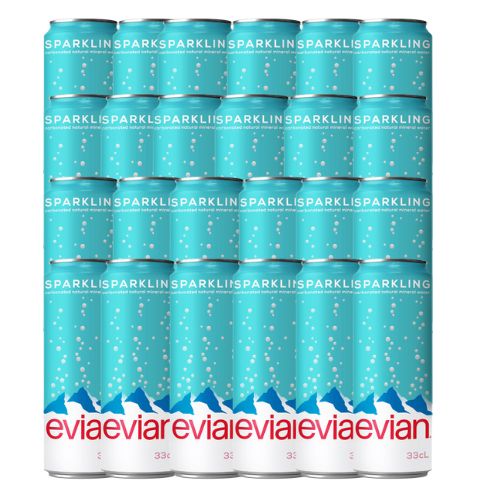 Evian Sparkling Mineral Water Cans 33cL Case of 24 - Limit 2 cases per customer Drinks Evian   