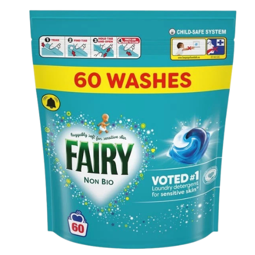 Fairy Non Bio Laundry Pods 60 Washes Sensitive Skin Assorted Packs Fabric Stain Removers Fairy Pack of 1