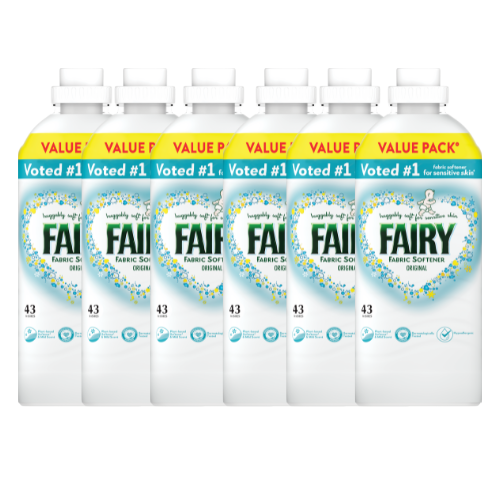 Fairy Fabric Conditioner Original Gentle Softness for Sensitive Skin 43 Washes Assorted Packs Laundry - Fabric Conditioner Fairy Pack of 6
