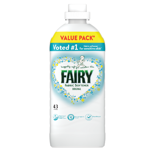 Fairy Fabric Conditioner Original Gentle Softness for Sensitive Skin 43 Washes Assorted Packs Laundry - Fabric Conditioner Fairy Pack of 1