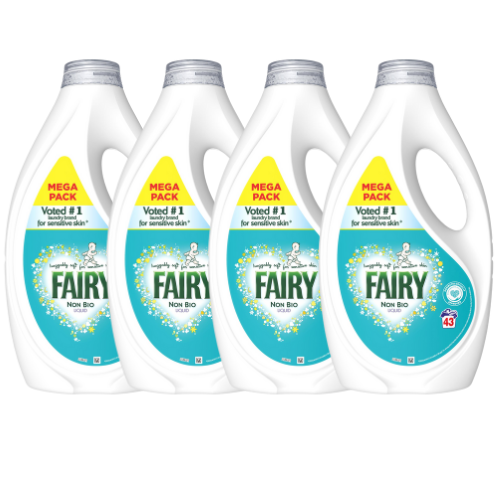 Fairy Non Bio Washing Liquid 1.333L(43 Washes) Assorted Packs Washing Up Liquid Fairy Pack of 4