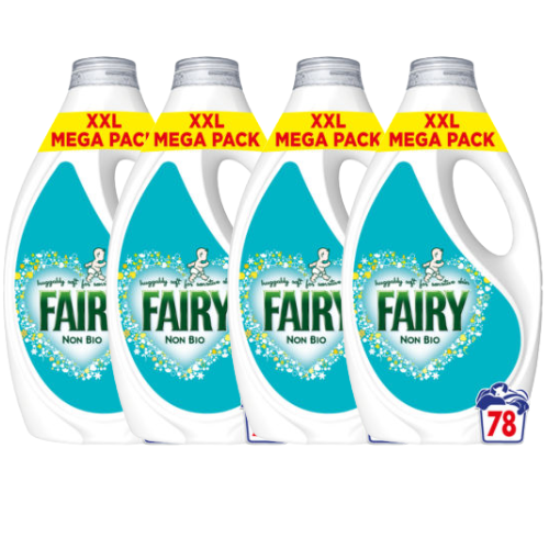 Fairy Non Bio Washing Liquid 78 Washes Assorted Packs Washing Up Liquid Fairy Pack of 4