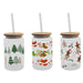 Festive Glass Drinking Cup with Straw 480ml Assorted Designs Christmas Tableware FabFinds