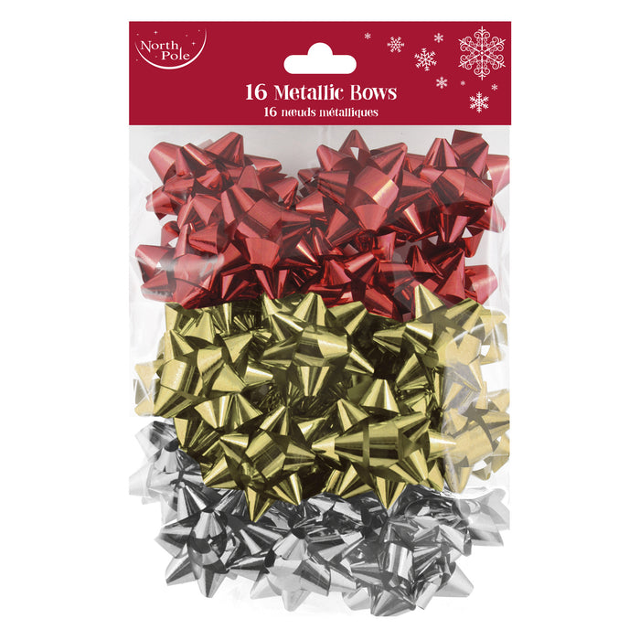 Festive Gift Bows Metallic Traditional Mix 16 Pack