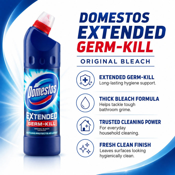 Domestos Extended Germ Kill Original Bleach 750ml Assorted Pack Size Toilet Cleaners Domestos