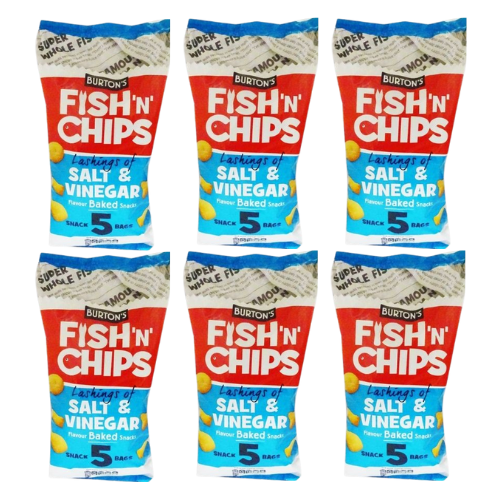 Burton's Fish n Chips Salt & Vinegar Baked Snacks 5 x 25g Crisps, Snacks & Popcorn Burton's Pack of 6
