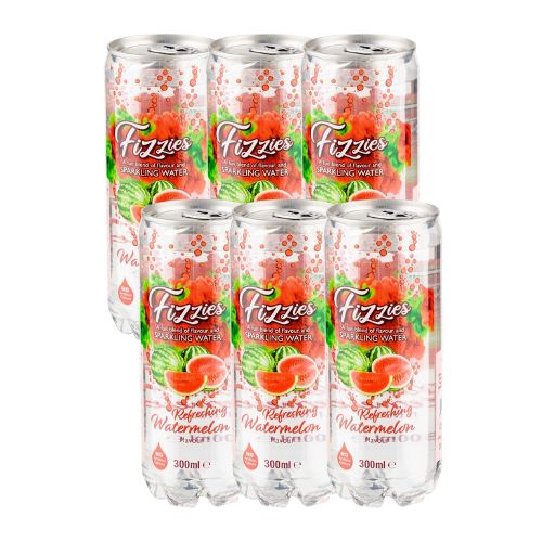 Fizzies Flavoured Sparkling Water Pack Of 6 300ml Assorted Flavours Drinks Fizzies Refreshing Watermelon  