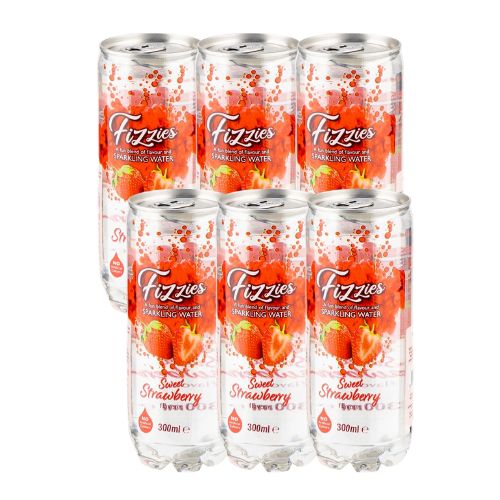 Fizzies Flavoured Sparkling Water Pack Of 6 300ml Assorted Flavours Drinks Fizzies Sweet Strawberry  