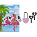 Girls A5 Secret Flamingo Diary Lock & Keys 70 Pages Notebooks PMS   