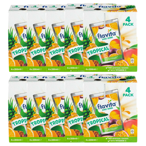 Flavita Tropical Juice Drink 4 x 200ml Assorted Packs Drinks flavita Pack of 10