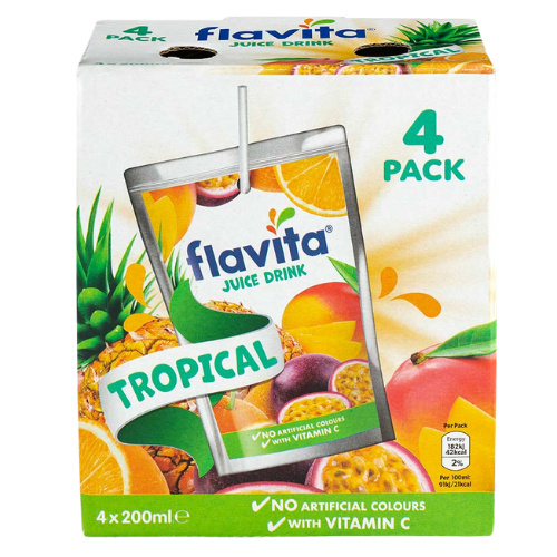 Flavita Tropical Juice Drink 4 x 200ml Assorted Packs Drinks flavita Pack of 1