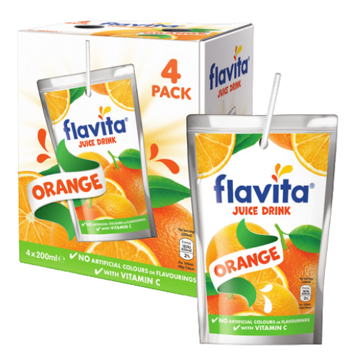 Flavita Orange Juice Drink 4 x 200ml Assorted Packs Drinks flavita