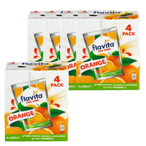 Flavita Orange Juice Drink 4 x 200ml Assorted Packs Drinks flavita Pack of 5