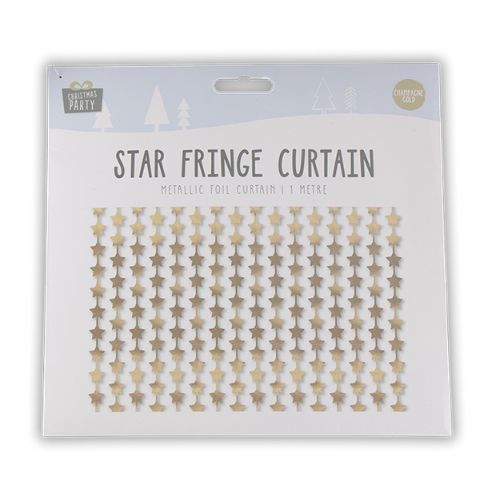 Foil Star Fringe Curtain 1m Assorted Colours Christmas Decorations FabFinds Gold  