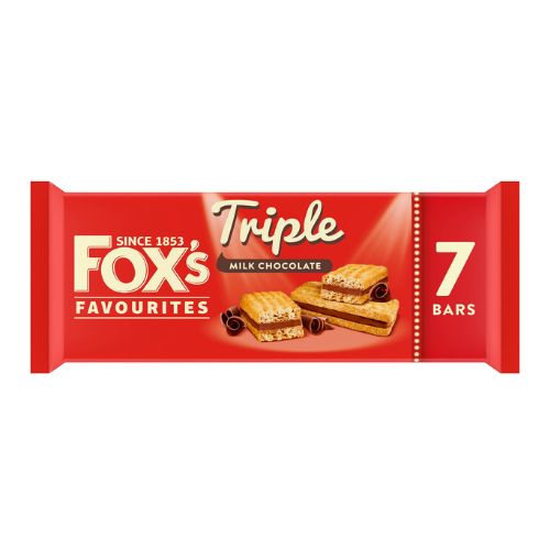 Fox's Favourites Triple Milk Chocolate Layered Biscuit Bar 7 x 19g Biscuits & Cereal Bars Fox's   