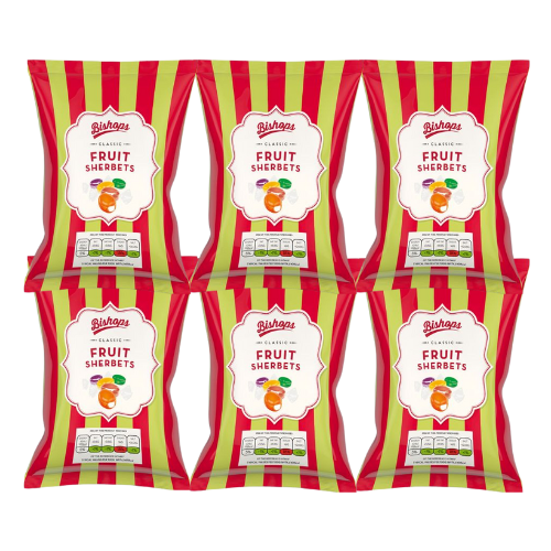 Bishops Classic Fruit Sherbets 140g Assorted Pack Sweets, Mints & Chewing Gum Bishop's Pack of 6