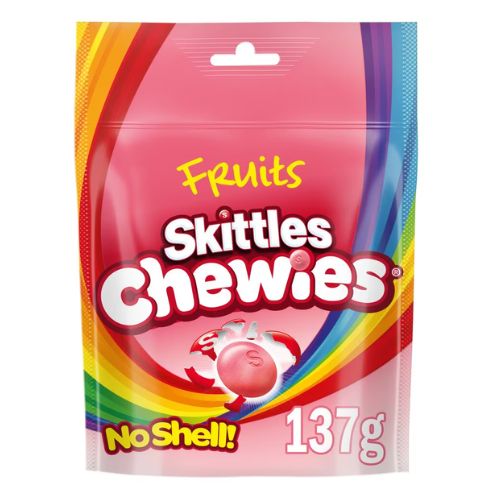 Skittles Chewies No Shell Fruits Pouch 137g Sweets, Mints & Chewing Gum skittles   