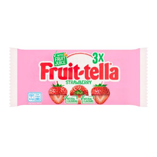 Fruit-tella Strawberry Sweets 3 x 41g Sweets, Mints & Chewing Gum fruitella   