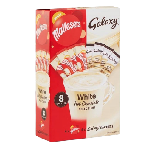Maltesers & Galaxy White Hot Chocolate Selection 8 Pack x 25g Hot Chocolate Galaxy&Maltesers