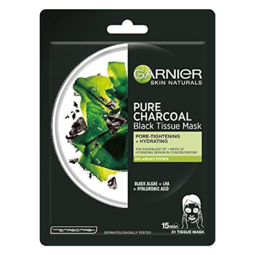 Garnier Charcoal and Algae Purifying and Hydrating Face Sheet Mask 28g Face Masks garnier   