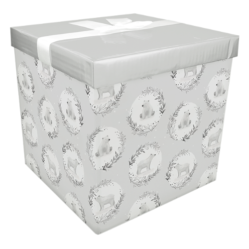 Christmas Large Folding Gift Box with Bow Tie Assorted Designs Christmas Gift Bags & Boxes FabFinds Polar Bear