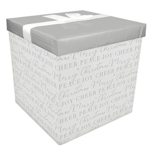 Christmas Folding Gift Box With Bow Tie 30cm x 30cm Christmas Gift Bags & Boxes FabFinds Words