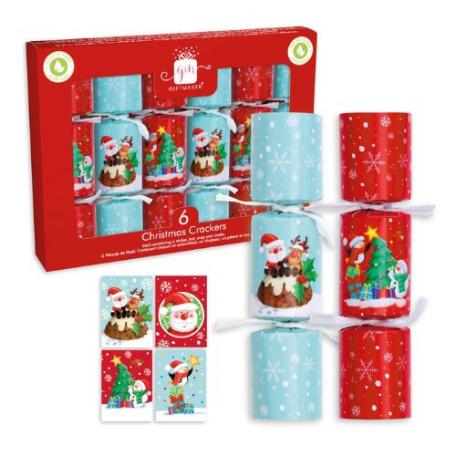 Giftmaker Santa & Friends 6 Mini Christmas Crackers Christmas Tableware Giftmaker   