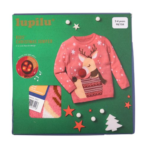 Lupilu Kids Reindeer Light Up Christmas Jumper Assorted Sizes