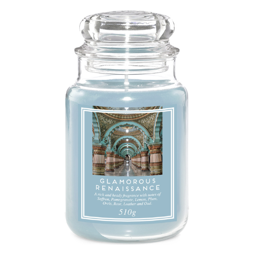 Glamorous Renaissance Fragrance Scented Large Glass Jar Candle 18oz Candles FabFinds