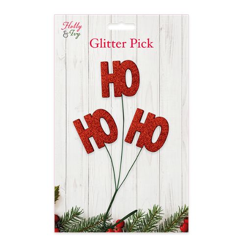 Christmas Novelty Glitter Pick Assorted Styles Christmas Decorations FabFinds Ho Ho Ho  